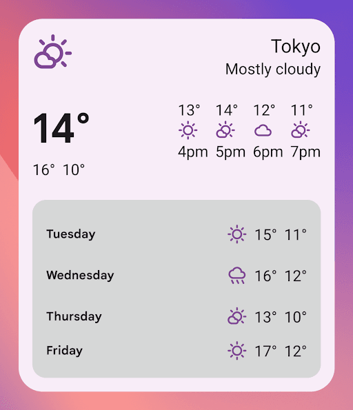 Widget in live theme. Image: developer.android.com
