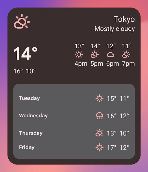 Widget in dark theme. Image: developer.android.com